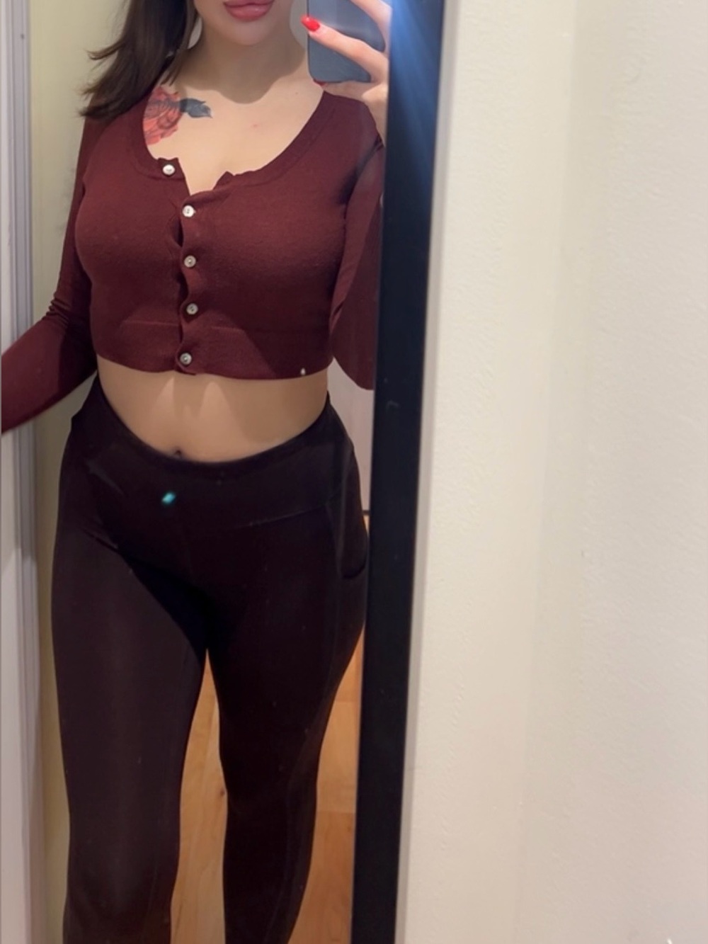 Smart Set Burgundy Button-up Cropped Cardigan Women’s Size Small Layering Preppy